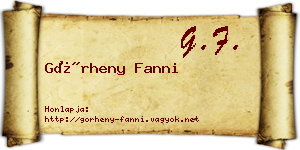 Görheny Fanni névjegykártya